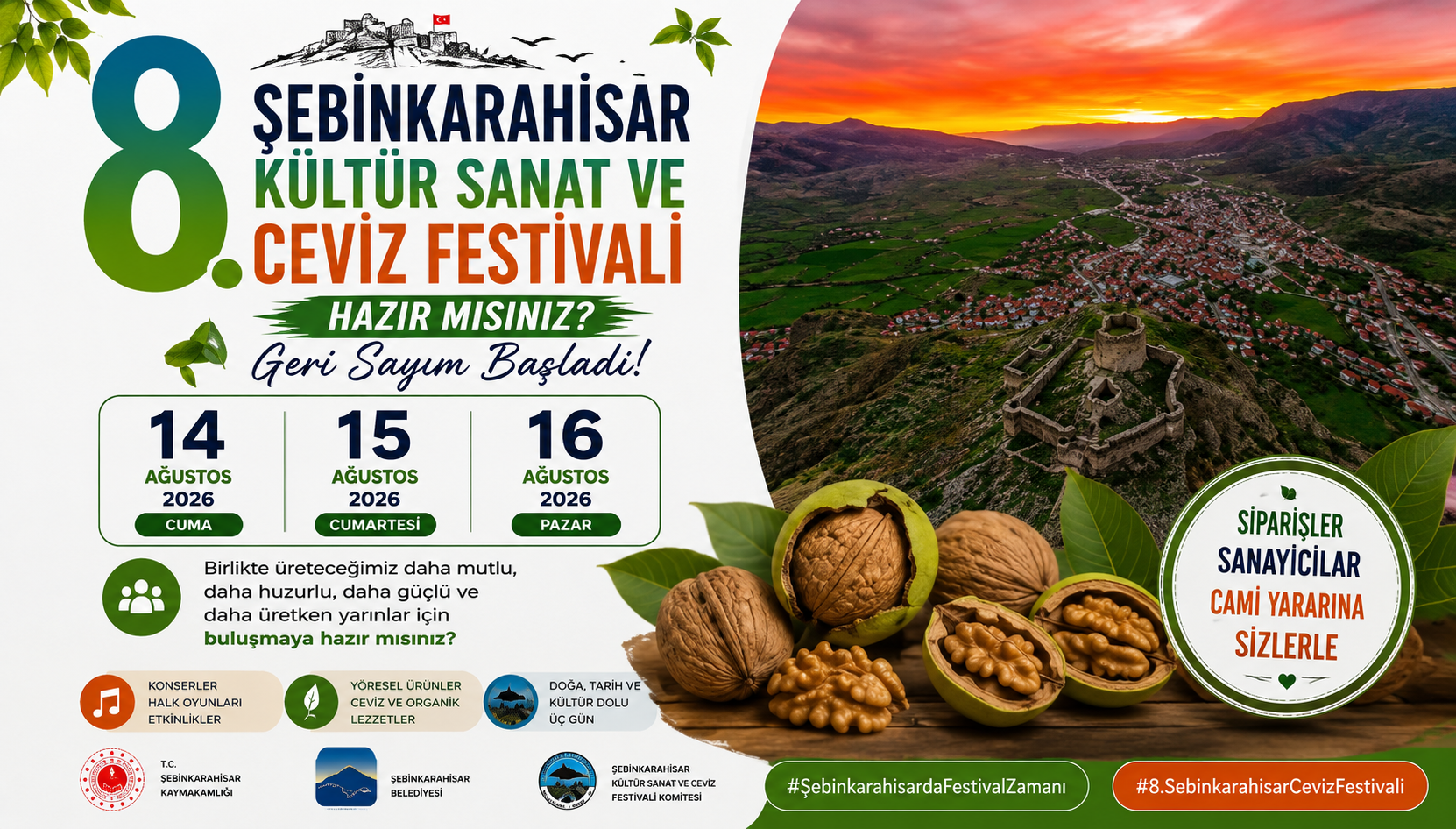 Şebinkarahisar Kültür, Sanat ve Ceviz Festivali İçin Geri Sayım Başladı