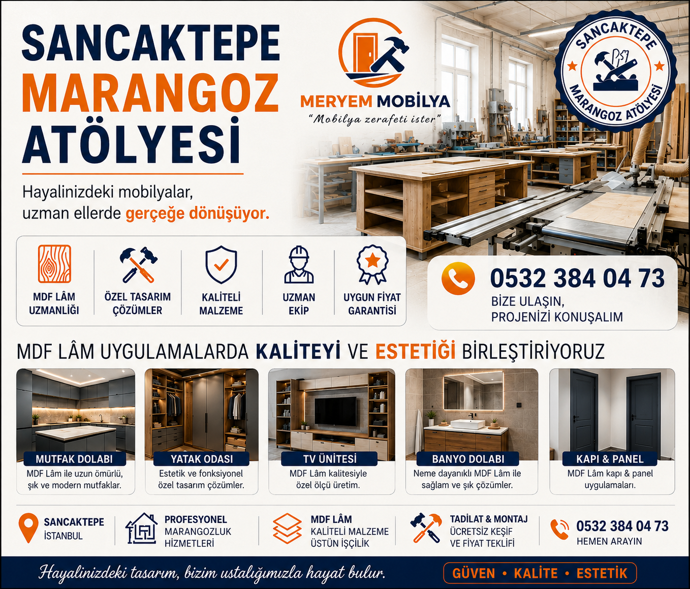 Meryem Mobilya Sancaktepe Marangoz Atölyesi
