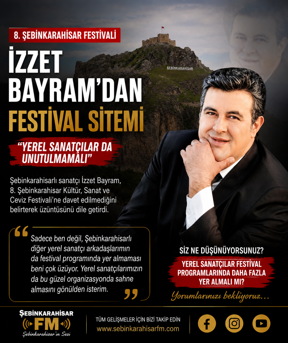 Şebinkarahisarlı Sanatçı İzzet Bayram’dan Festival Çağrısı