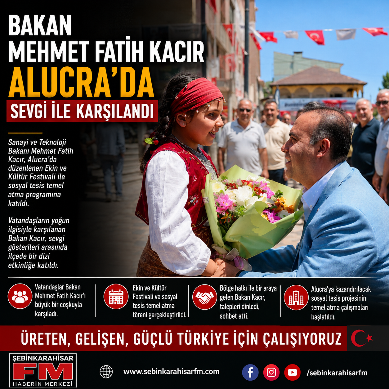 Şebinkarahisarlı Bakan Mehmet Fatih Kacır Alucra’da Sevgiyle Karşılandı