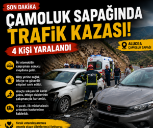 Çamoluk Sapağında İki Otomobil Çarpıştı: 4 Kişi Yaralandı