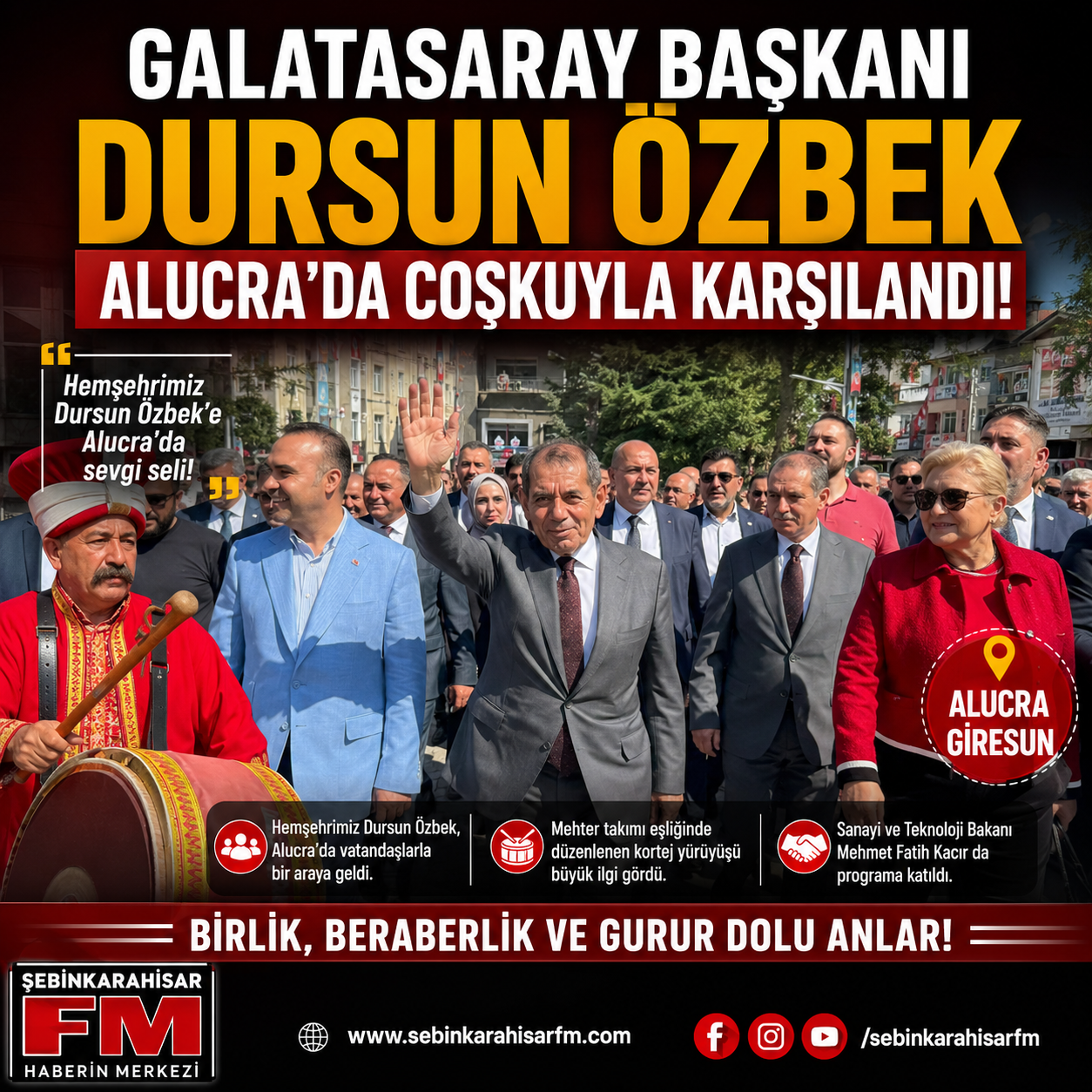 Galatasaray Başkanı Dursun Özbek Alucra’da Yoğun İlgiyle Karşılandı